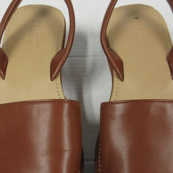 KENNETH COLE REACTION Fine Glass Wedge Sandal 9 WIDE Luggage Brown Platform Shoe - Picture 4 of 15